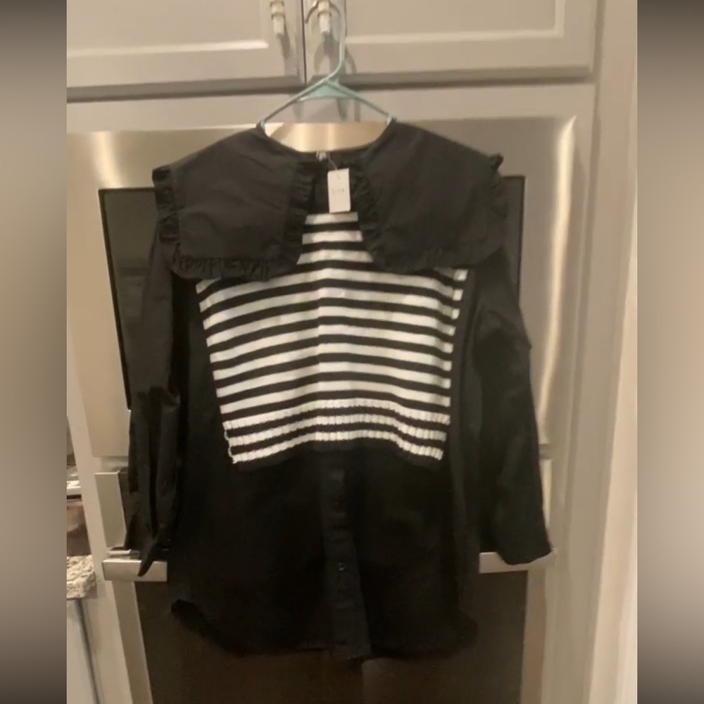 NWT Poplin Cotton top with knitted details.